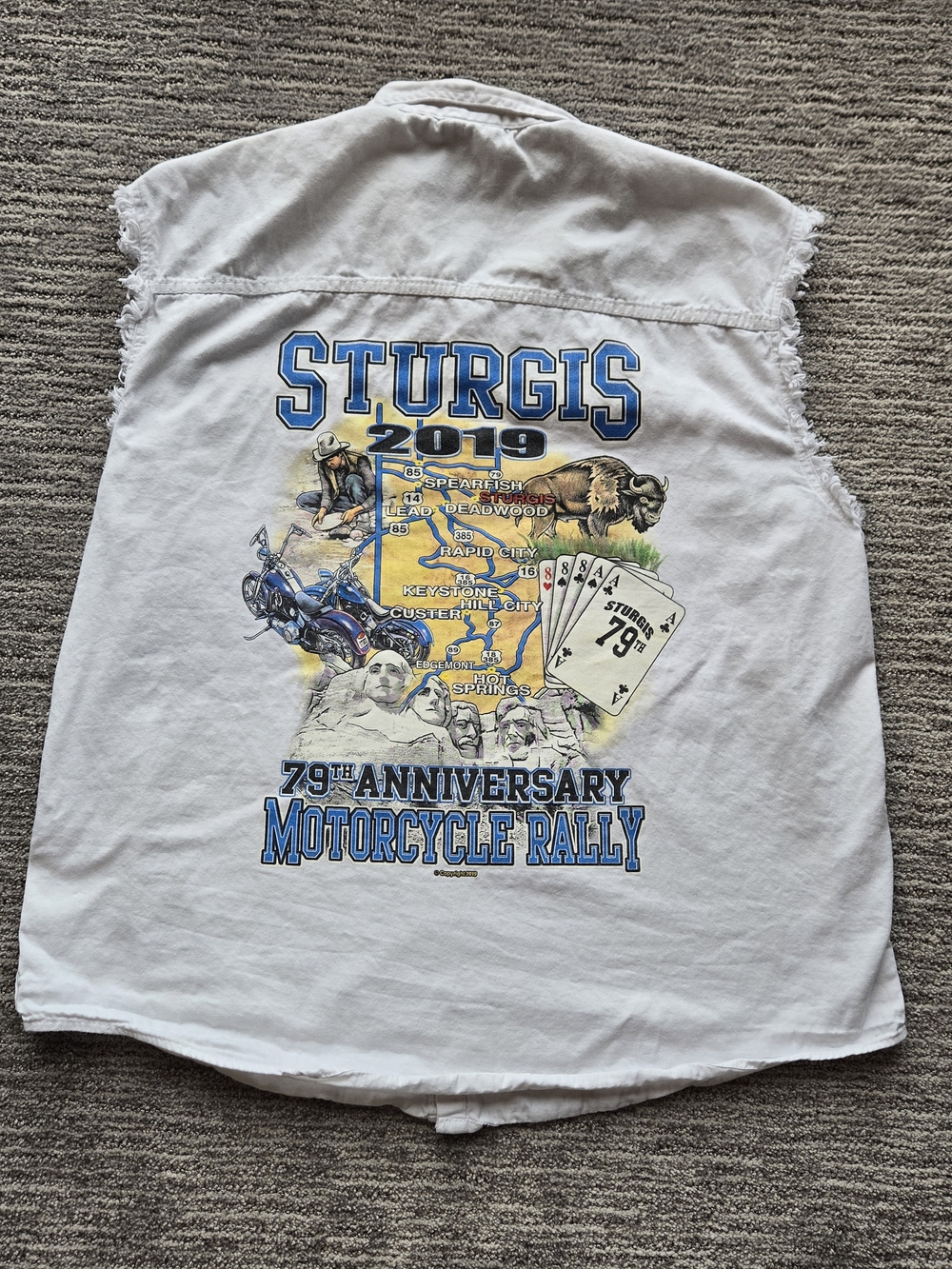 Sturgis 2019 White Motorcycle Rally Graphic Shirt Sleeceless 3XL